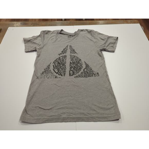 Harry Potter Deathly Hallows Logo Tee Small Gray Black Used - Picture 1 of 5